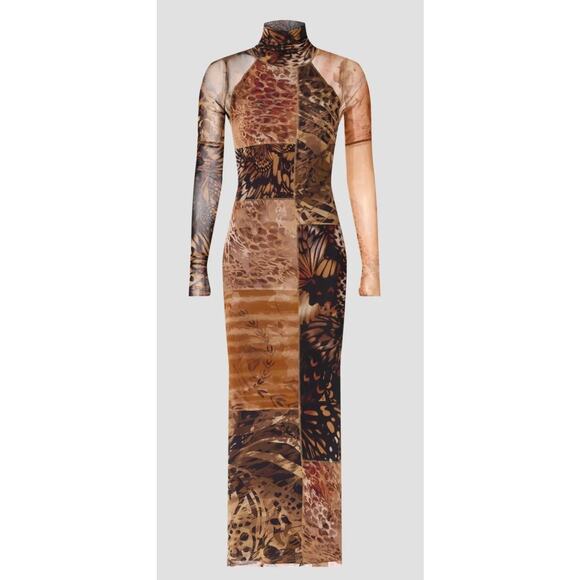 Fuzzi Abito Brown Patchwork Dress XXL - Picture 5 of 14